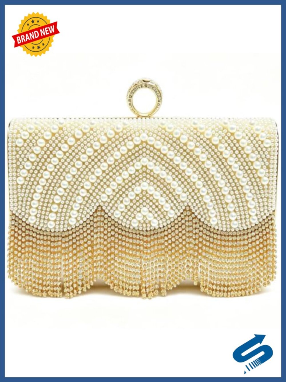 Elegant Fringe Pearl Clutch Purse For Women Boutique Evening Bag
